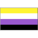Non-binary pride flag symbol with groove gray border